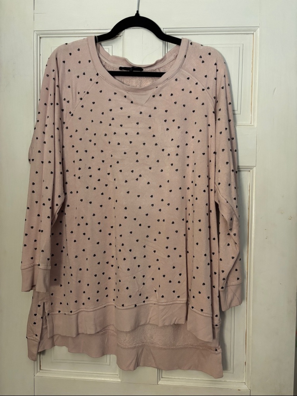 Jane and Delancey Light Pink Heart Print Pullover